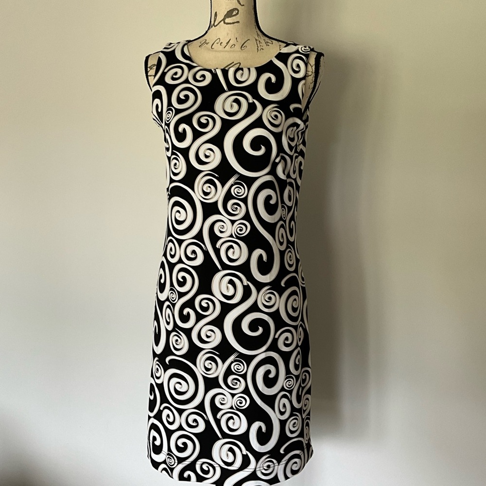 Elegant Black and White Swirl Dress